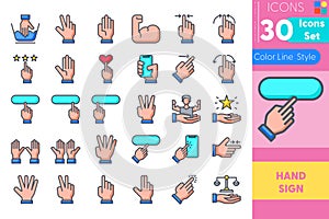 Hand Sign_Color Line_Set