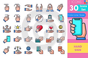 Hand Sign_Color Line_Set1