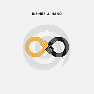 Hand sign and infinite logo elements design.Infinity and Fist