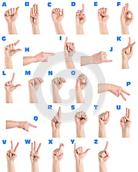 Hand sign language alphabet photo