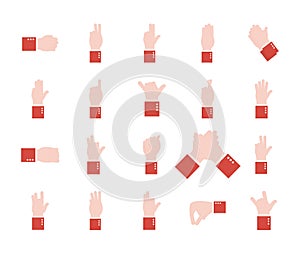 Hand sign language alphabet flat style collection of icons vector design