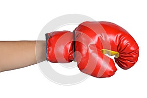 Hand sign posture boxing glove isolated