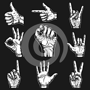 Hand Signs And Gestures Collection Vector Graphic