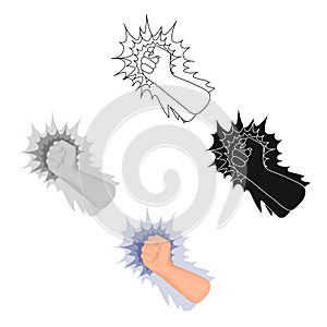 Hand, single icon in cartoon,black style.Hand, vector symbol stock illustration web.