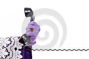 Hand of Sinterklaas with telephone