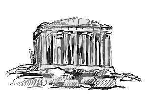 Hand sketch the Athenian Acropolis