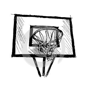 Hand sketch basketball hoop