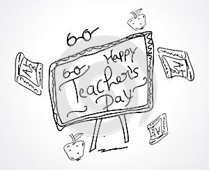 Hand sketch happy teachers day card design