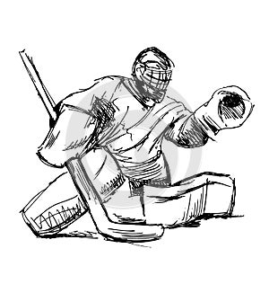 Hand sketch hockey goalie
