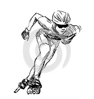 Hand sketch inline skating