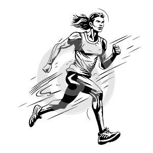 Hand sketch of a running woman Vector