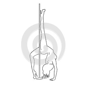 Hand sketch of silhouette women pole dance exotic