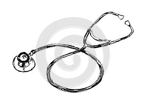 Hand sketch stethoscope