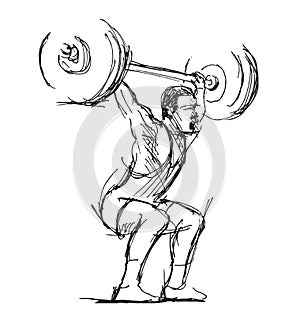 Hand sketch weightlifter