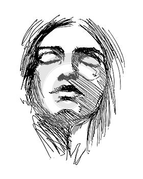 Hand sketch woman head
