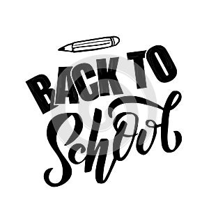Hand sketched black color Back to school text letering on white background with drawn pencil. for logo, banner, flyer, template,