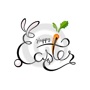 Hand sketched Happy Easter text as logotype, badge and icon