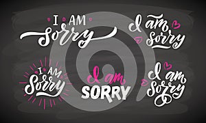 Hand sketched i am sorry lettering templates. Handwritten inspirational quotes i am sorry. Hand drawn motivational quote
