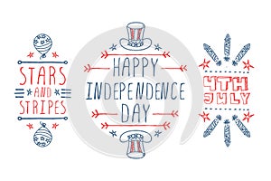 Hand-sketched independence day typographic