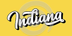 Hand sketched INDIANA text. 3D vintage, retro lettering for poster, sticker, flyer, header, card, clothing, wear