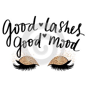 Hand sketched Lashes quote. Calligraphy phrase for beauty salon