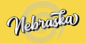 Hand sketched NEBRASKA text. 3D vintage, retro lettering for poster, sticker, flyer, header, card, clothing, wear