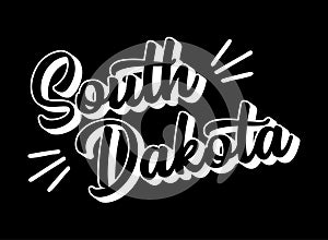 Hand sketched SOUTH DAKOTA text. 3D vintage, retro lettering for poster, sticker, flyer, header, card, clothing, wear