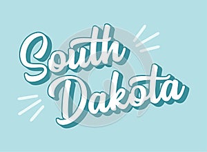 Hand sketched SOUTH DAKOTA text. 3D vintage, retro lettering for poster, sticker, flyer, header, card, clothing, wear