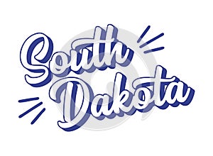 Hand sketched SOUTH DAKOTA text. 3D vintage, retro lettering for poster, sticker, flyer, header, card, clothing, wear