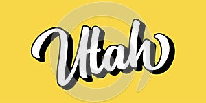 Hand sketched UTAH text. 3D vintage, retro lettering for poster, sticker, flyer, header, card, clothing, wear