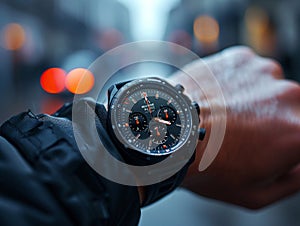 Hand with a sleek modern smartwatch