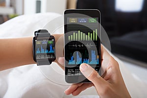 Hand With Smart Watch Showing Heart Beat Rate