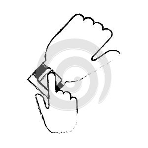 hand with smart watch trendy wearable technology sketch