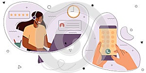 Customer support concept. Online global technical support 24/7