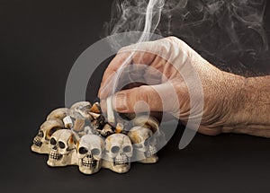 Hand with smoke cigarette