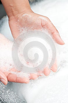 Hand in soap