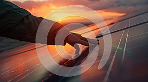 The Hand on Solar Panel.AI generated image