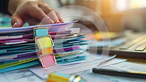 The organized stack of documents. AI generated