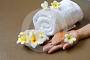 Hand with spa setting