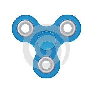 Hand spinner. Blue color. Realistic vector illustration isolated on white background. Top view.