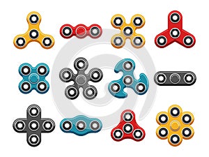 Hand spinner toys flat vector icons