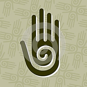 Hand with spiral symbol photo
