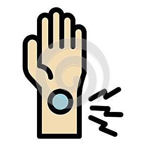 Hand sport injury icon color outline vector