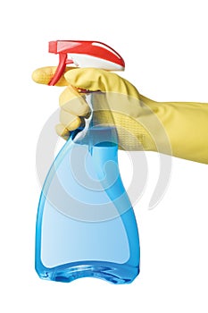 Hand with spray bottle photo