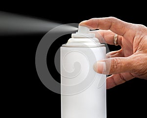 Hand and spray bottle isolated black color