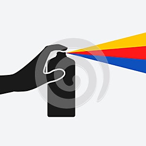 Hand with spray paint for graffiti