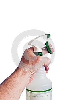 Hand spraying from a bottle