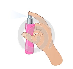 Hand spraying perfume