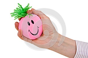 Hand squeezing funny stress ball