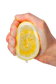 Hand squeezing a lemon